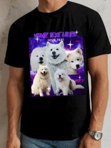 Custom Men's Cute Pet Shirt Bootleg Rap Tee ,Pet Face Shirt Funny T Shirt , Dog Cat Face Shirt ,Birthday Gift For Him.Anniversary Gift,Valentine's Day Gift Can Girlfriend Face Shirt Funny T Shirt For Boyfriend With Girlfriend Face Onit (Can Custom Selfie/Family Photo/Friend Photo/Party/Team/ Boyfriend/Girlfriend/Couple Matching/ Workwear) - Black - View 2