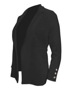 1 chiếc áo khoác cardigan nữ màu trơn, cổ bẻ, cài nút, kiểu dáng thanh lịch, thích hợp cho mùa xuân thu, màu đen. - màu đen - Xem 3