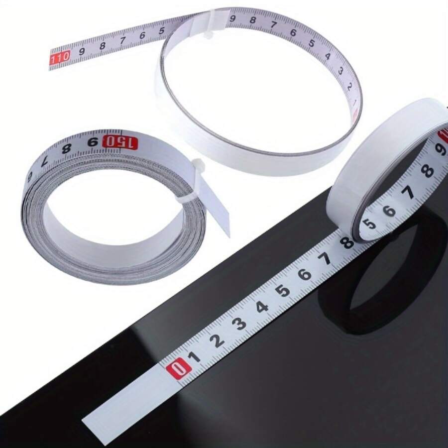 1 件木工 T 型轨道卷尺 0.5 英寸宽自粘式公制刻度尺适用于斜切轨道路由器台锯测量工具 - 白色 - 查看 1