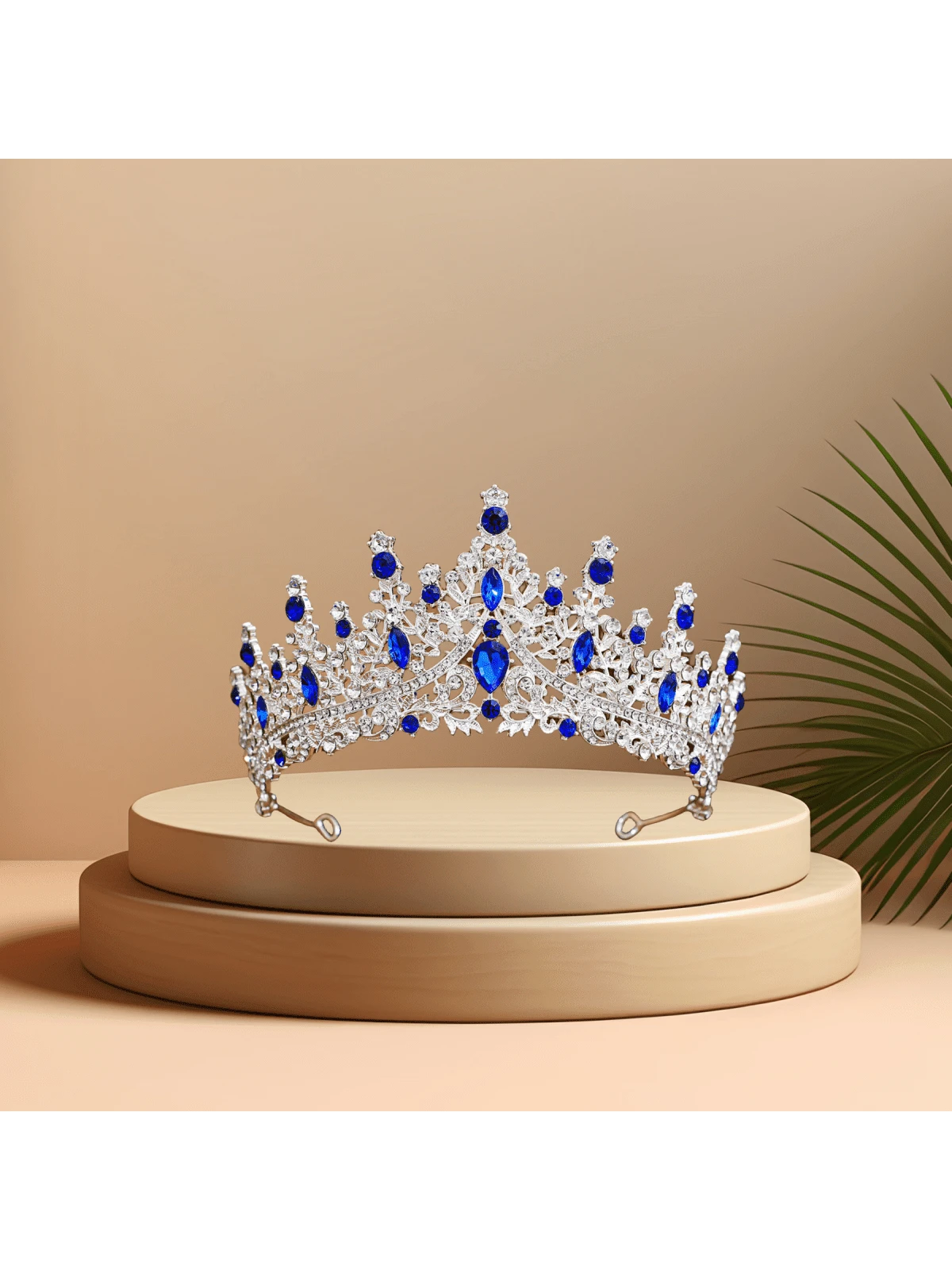 1 件时尚精致金属皇冠头带，适合女性婚礼派对皇家头饰 - 寶藍色 - 查看 1