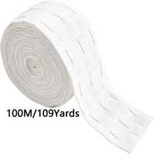10 mètres/10,9 verges Bande de passe-tringlerie de rideau à plis détachable pour rideaux légers, rideaux de fenêtre, rideaux de porte et rideaux de douche avec plis profonds. Bande blanche - Blanc - Voir 13