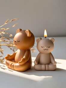 1 件特殊款式小熊硅胶模具 - 详细设计，适合冥想和思考，适合手工艺艺术爱好者、石膏娃娃制作、香薰蜡烛、树脂、铸造、灌溉、可爱精致的 DIY 装饰 | 生日礼物 | 节日礼物 | 女孩礼物。 - 白色 - 查看 4