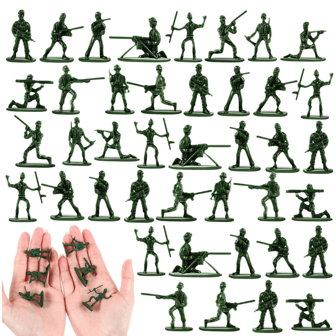 100/300 件男玩具士兵套装绿人 1-1.5 英寸塑料迷你人偶士兵各种姿势动作玩偶玩具套装礼物模型火车微型场景圣诞袜派对礼物