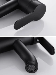 1 Pc Bathroom Faucet Black&Gold & Chrome 1 Hole Bathroom Sink Faucet With Single Handle,Basin Mixer Tap Single Lever Cloakroom Bathroom Sink Tap Circular Tall Body Wash Basin Hot And Cold Faucet Modern Countertop Basin Bathroom Faucetfor RV Bathroom Lavatory Sink - Multicolor - View 8