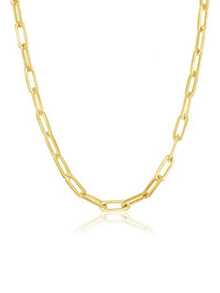 1 件不锈钢回形针项链，时尚简约 18K 镀金回形针颈链，轻盈奢华独特设计男女通用日常佩戴吊坠项链 - 金色 - 查看 7