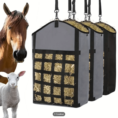 1 peça de saco de feno durável em tecido Oxford, saco de alimentação para cavalos de grande capacidade, saco de armazenamento portátil para grama seca