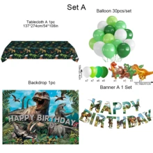 Dinosaur Birthday Party Decorations - Dinosaur Themed Party Supplieswith Tablecloth, Banner, Backdrop, Balloons, Dinosaur Balloons, Dinosaur Decorations, First Birthday Decorations, Sweet One Birthday Party Decorations, Sweet 1st One Birthday, Bridal Shower Decor Supplies, Lulu Easter Decor - Dinosaur Happy Birthday Set - View 3