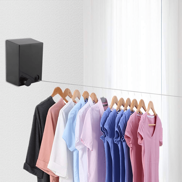 1pc Balcony Drying Essential! Invisible Retractable Double-Rope Drying System, Thickened Stainless Steel Wire, Wall-Mounted Installation For Hotels/Bathrooms, Sturdy And Durable