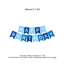 生日派对装饰，蓝色生日装饰套装 - 生日快乐横幅、生日彩旗、6 个悬挂纸扇、5 个蜂巢装饰（男女皆宜） - 藍色紙扇套 - 查看 5