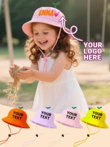 Personalized Children's Hats, Customized Name Bucket Hats, Suitable For Camping, Vacation, Travel, And Providing Sun Protection. Adorable Cartoon Hats. - W120 Bucket Hat - View 2