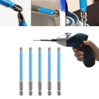 5pcs Anti-Slip Cross Screwdriver Bits Set With Strong Magnetic For Electric Drills, Pneumatic Air Screwdrivers And Screwdriver