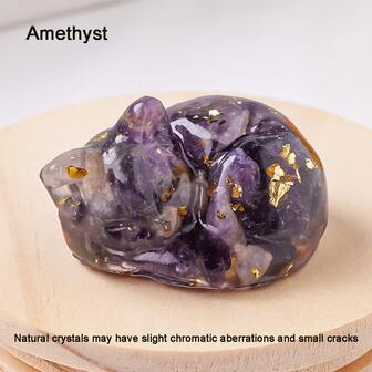 1-7 件天然水晶猫雕像，什锦宝石雕刻动物雕像珠饰，家居装饰工艺品，包含不对称裂纹和轻微碎片，适用于家庭桌面装饰