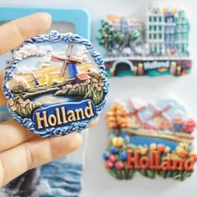 1 pieza, Regalo de vacaciones, Regalo de cumpleaños, Imán de nevera de Canadá, Imán de nevera de molino de viento holandés, Imán de nevera de EE. UU., Regalo de recuerdo de viaje - Multicolor - Ver 9