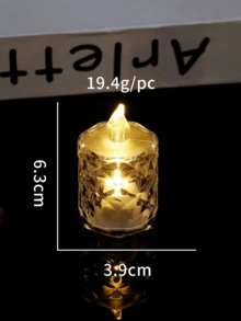 24 pièces de bougies LED sans flamme - bougies en plastique décorées de cristaux, fonctionnant à piles, convenant à la décoration intérieure, parfaites pour Noël, les fêtes, les mariages et les demandes en mariage