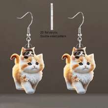 1pair Cute Black & White Cat Ear Acrylic Earrings: Adorable Cartoon Style Jewelry, Perfect Gift For Mom And Girlfriend, Ideal For Holidays And Mother's Day - Multicolor - View 17