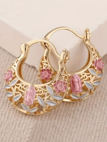 一对优雅镂空雕花耳环，精致配饰，复古波西米亚风格女士首饰，结婚礼物 - 耳環 - 查看 12