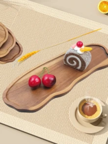1/2pcs Rosewood Tray, Creative Cloud Shaped Wooden Tray, Peanut Tray, Tableware Tray, Multi-Functional Wooden Tray For Kitchen, Outdoor, Living Room, Dining Room, Suitable For Snacks, Bread, Coffee, Fruits, Cakes, Valentine's Day Star & Moon Lantern Pattern - Brown - View 9