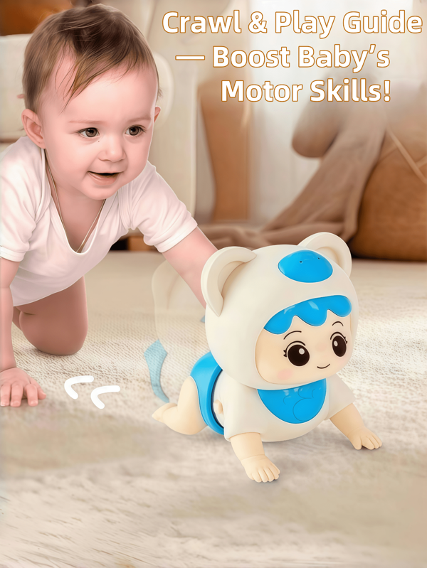 1pc Baby Crawling Doll With Music Electric Learning Toy For Over 10 Months Old Kids Toys - Learn Crawling Guidance Head Up Training Early Education Sing And Crawl Party Up Crawling Guide Climbing Music Doll Baby Toys Perfect Children's Day Gift