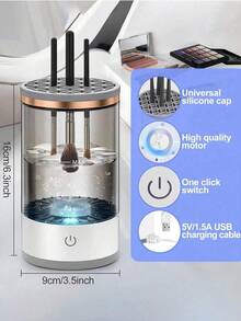 2025 Upgraded 2-In-1 Electric Makeup Brush Cleaner And Dryer, USB Powered, Waterproof, With Storage Rack. Automatic Rotating Deep Cleaning For Makeup Brushes, Eyeshadow Brushes, Blush Brushes And More, Suitable For Various Sizes And Styles Of Makeup Brushes. - Multicolor - View 7