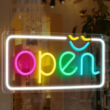 1ps LED OPEN 霓虹灯，USB 供电霓虹灯，适用于俱乐部、商务餐厅、咖啡厅、多用途装饰壁挂灯 - open - 查看 12