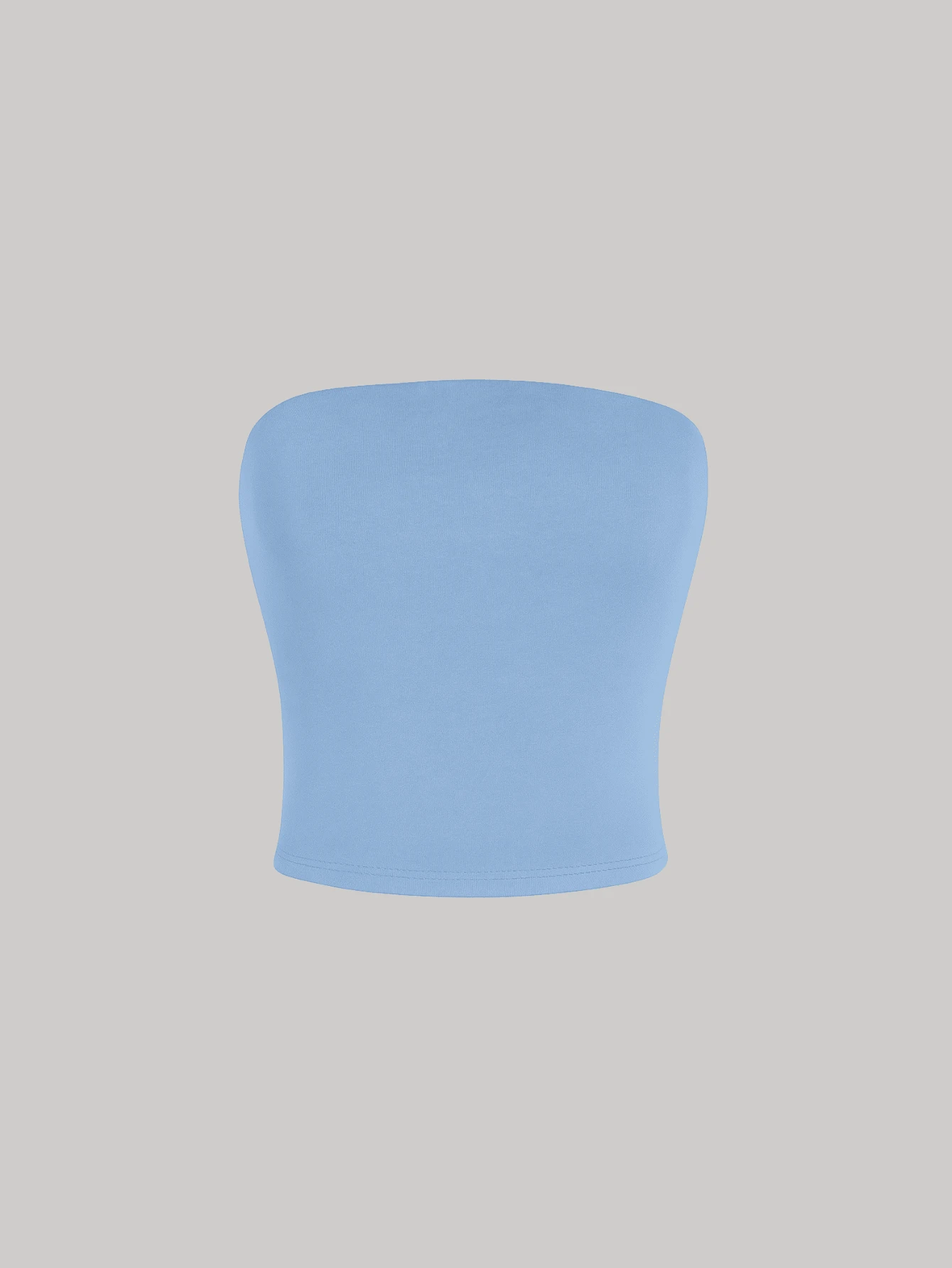 Women's Basic Cropped Tube Top Strapless Long Double Tube Top Without Pads - 淺藍色 - 查看 1