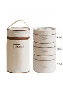 304 Stainless Steel Thermal Lunch Box,Double Layer Portable Meal Container,Round Multi-Layer Lunch Box With Cover For Work/School,Airtight