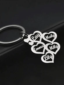 Custom Family 1-5 Names Keychain, Personalized Heart-Shaped Multi-Name Pendant, Stainless Steel Golden Keyring, Women's Fashion Jewelry, Christmas Gift Idea, Single, Decorative, Ladies Keyring, Round Ring Clasp Personalized Tree Of Life Keychain