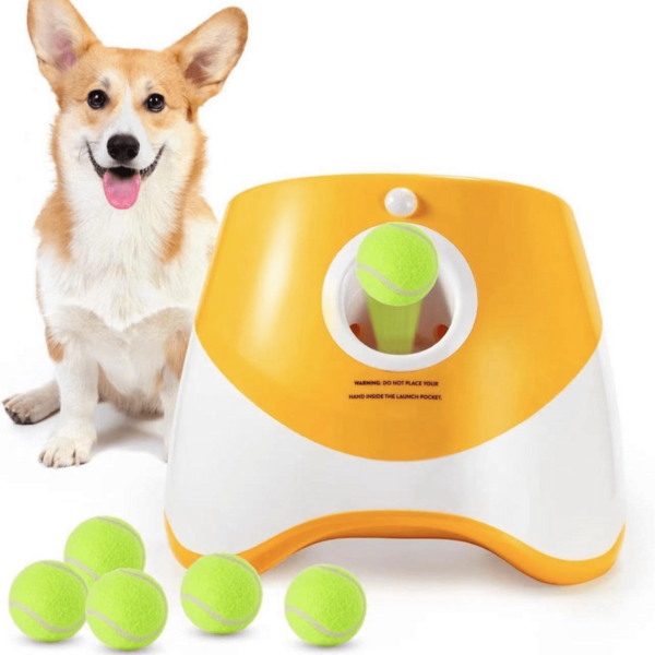 Automatitc Dog Ball Launcher With 3 Distance Setings, Includes 3 Mini Tenis Balls (2 Inch), Indoor And Outdoor Interactive Dog Toy, Avalable In Multiple Colors