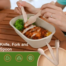 75/150/300pcs Disposable Wooden Cutlery Sets, 25/50/100pcs Spoons, Knives And Forks, 6-Inch Wooden Flatware, Sturdy Bamboo Utensils, Suitable For Weddings, Camping, Dining, Picnics, BBQ Parties And Multi-Person Use