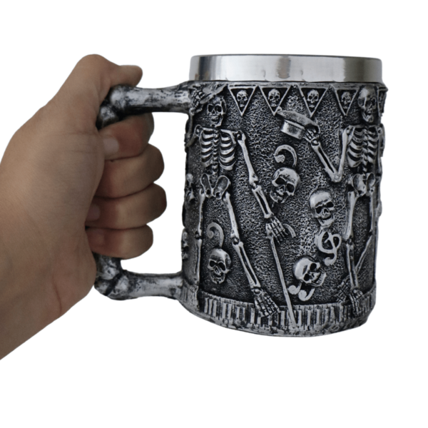 Copo Caneca de Chopp Cerveja e Café Caveira Esqueleto Bebida quente ou gelada 300 ML
