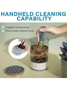 2025 Upgraded 2-In-1 Electric Makeup Brush Cleaner And Dryer, USB Powered, Waterproof, With Storage Rack. Automatic Rotating Deep Cleaning For Makeup Brushes, Eyeshadow Brushes, Blush Brushes And More, Suitable For Various Sizes And Styles Of Makeup Brushes. - Multicolor - View 10