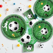 Zestaw dekoracji na imprezę o tematyce piłkarskiej 10/20/80 sztuk, zawiera 7/9-calowe papierowe talerzyki, serwetki, kubki, odpowiednie na przyjęcia urodzinowe, spotkania rodzinne, pikniki, ceremonie ślubne i zaręczynowe