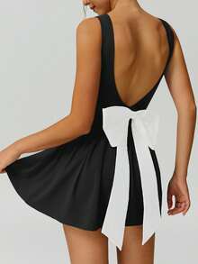 NcmRyu Women's Fashionable Spaghetti Strap Sexy Deep V Backless Dress With Built-In Lining And Chest Pads, Anti-Flashing - Black - View 1