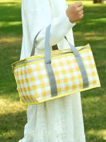 1 PC Zippered Insulated Picnic Basket Refrigerated Bag, Reusable Outdoor Sealed Food Storage Bag, Top Zippered Insulated Refrigerated Bag - Suitable For Hot Or Cold, Picnics, Beaches, Food Delivery, Outdoor Use - Multicolor - View 1