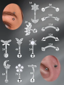 CIZME 16G Rook Earrings Silver Stainless Steel Rook Piercing Eyebrow Rings Body Piercing Jewelery Curved Barbell Cartilage Earring Studs For Women Men Eyebrow Bar Rook Piercing Jewelery