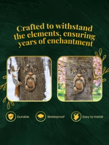 1 件树脸、户外树脸、树艺术、户外树装饰、树脸、树桩装饰、树干脸、户外树装饰、树脸装饰、户外树脸装饰、树眼 - 彩色 - 查看 6