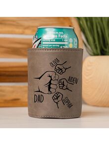 Personalized Leather Fist Bump Beer/Cocktail Bottle Cooler, Father's Day Gift, Family Name, Kids' Names, Groomsman Gift, Family Gift, Dad's Birthday Gift, Personalized Gift For Dad, Grandpa (No Bottle Included) - Multicolor - View 13