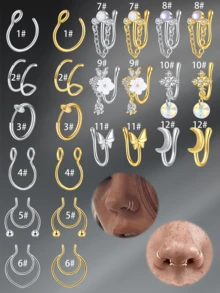 CIZME Fake Nose Rings Stainless Steel Gold Faux Septum Rings Dangle U Shaped Fake Nose Piercing Jewelry Non Piercing Septum Rings For Women Men Fake Lip Rings Ears Clip On Cartilage Earring - Fake Nose Ring - View 3