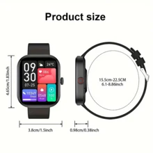全新 2.01 英寸全触摸屏硅胶智能手表，男女通用运动健身追踪器，具有 100 多种锻炼模式、无线通话、远程摄像头、音乐控制、时钟、天气 - 是送给男士、女士、朋友、爱人、家人的绝佳礼物 - 黑色 - 查看 4