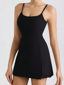 NcmRyu NcmRyu High Stretch Solid Color Tennis Racerback Romper, Spring/Summer