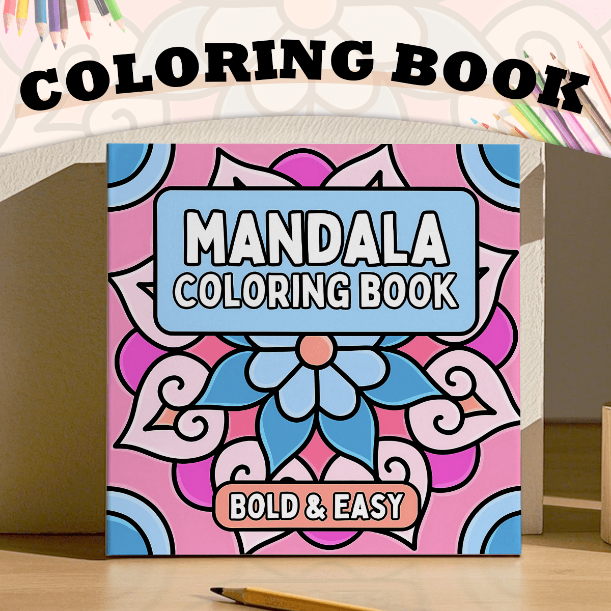 1 Pc Mandala BOLD & EASY :Coloring Book For Adults And Teens Featuring 24PAGE -(Pearlescent Cover) With Colorful Pink World And Cozy Scenes, Relaxation And Stress Relief, Art & Craft Graffiti Painting Drawing Book, Coloring Pages, For Christmas, Halloween, Father's Day, Birthday Gifts, Back-To-School Gifts, Easter Gifts,Mother's Day,Mom's Gift,Back To School,School Supplies