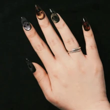 Love Scratch 10PCs 'Trick Faces' Handmade Press-On Nails - L - View 3