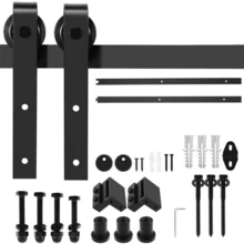 5ft Wooden Door Sliding Door Track System Modern Internal Barn Door Hardware Set Kit - Black - View 4