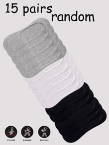 1/5/15 Pares de Meias Invisíveis de Corte Baixo Femininas de Cor Sólida, Adequadas para Primavera e Verão