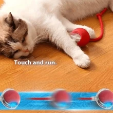 Interactive Striped Rolling Ball Cat Toy, USB Rechargeable Automatic Rotating Cat Toy, Suitable For All Breeds And Sizes Of Plastic Cat Teasing Rod, 18650 Lithium Polymer Battery, 36V Or Lower