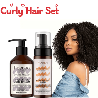 Set de 2 productos para el cuidado del cabello rizado (Smoothie reparador y humectante de 3.53 oz. + Mousse voluminizador liviano de 3.38 fl.oz.) que contiene aceite de coco, manteca de murumuru, glicerina y otros ingredientes para el cuidado del cabello, proporcionando un control duradero de los rizos, rizos elásticos y voluminosos, humectación y fijación, apto para cabello ondulado y rizado, unisex