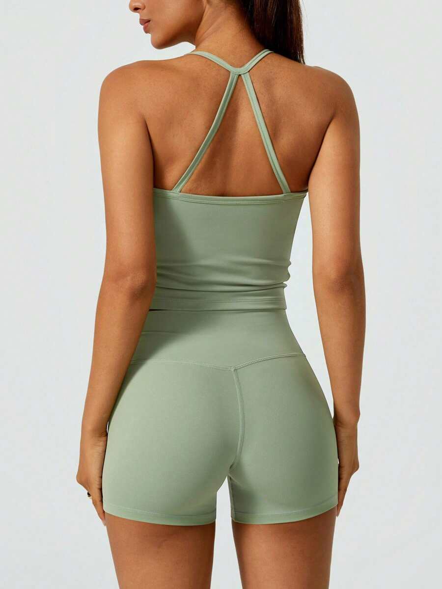NcmRyu NcmRyu Women's Halter Backless Yoga Sports Seamless Butt-Lifting Fitness Set, Spring/Summer