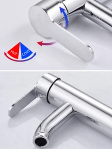 1 Pc Bathroom Faucet Black&Gold & Chrome 1 Hole Bathroom Sink Faucet With Single Handle,Basin Mixer Tap Single Lever Cloakroom Bathroom Sink Tap Circular Tall Body Wash Basin Hot And Cold Faucet Modern Countertop Basin Bathroom Faucetfor RV Bathroom Lavatory Sink - Multicolor - View 6