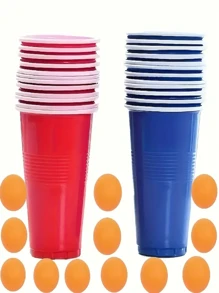 Set de 3/9/24 vasos de plástico reutilizables rojos y azules para juegos de cerveza de ping pong, juegos de mesa, fiestas al aire libre, fiestas de Navidad, juegos de pareja, y billar, con diferencia de color.