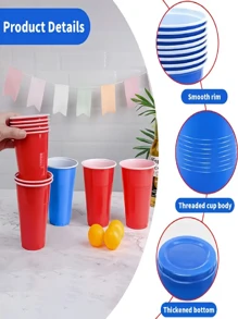 Set de 3/9/24 vasos de plástico reutilizables rojos y azules para juegos de cerveza de ping pong, juegos de mesa, fiestas al aire libre, fiestas de Navidad, juegos de pareja, y billar, con diferencia de color.